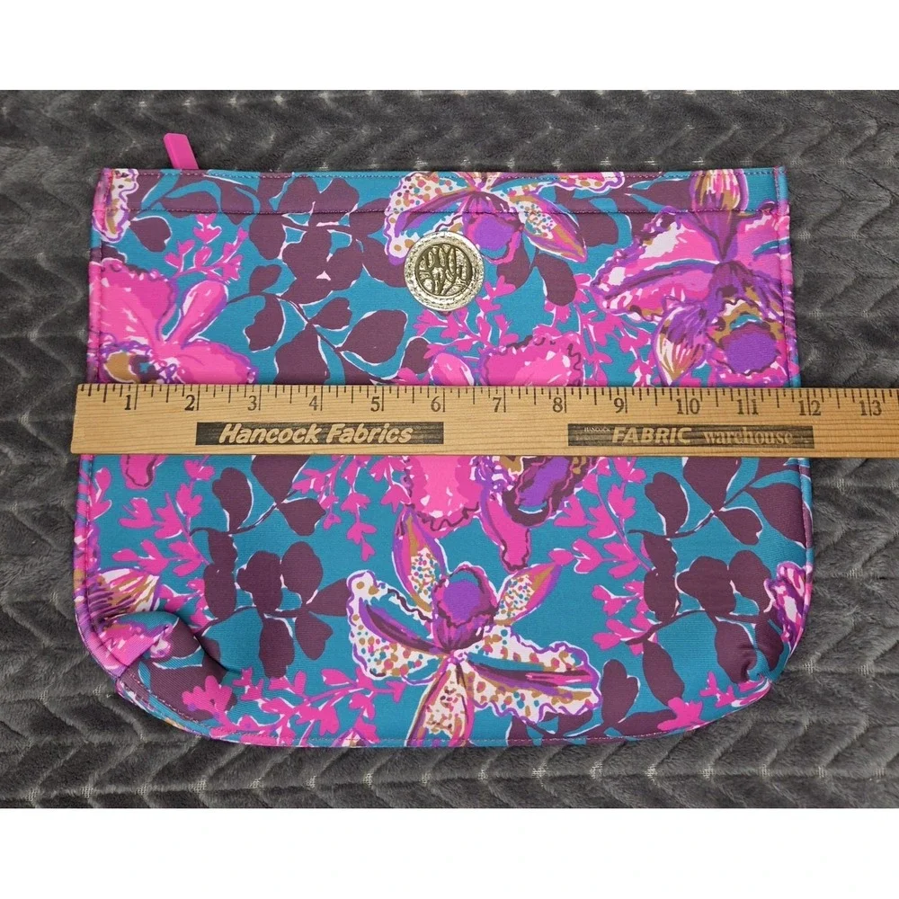 Lilly Pulitzer Neoprene Zip Pouch Swim Case Bag Blue Rhapsody Orchid Beach Pool